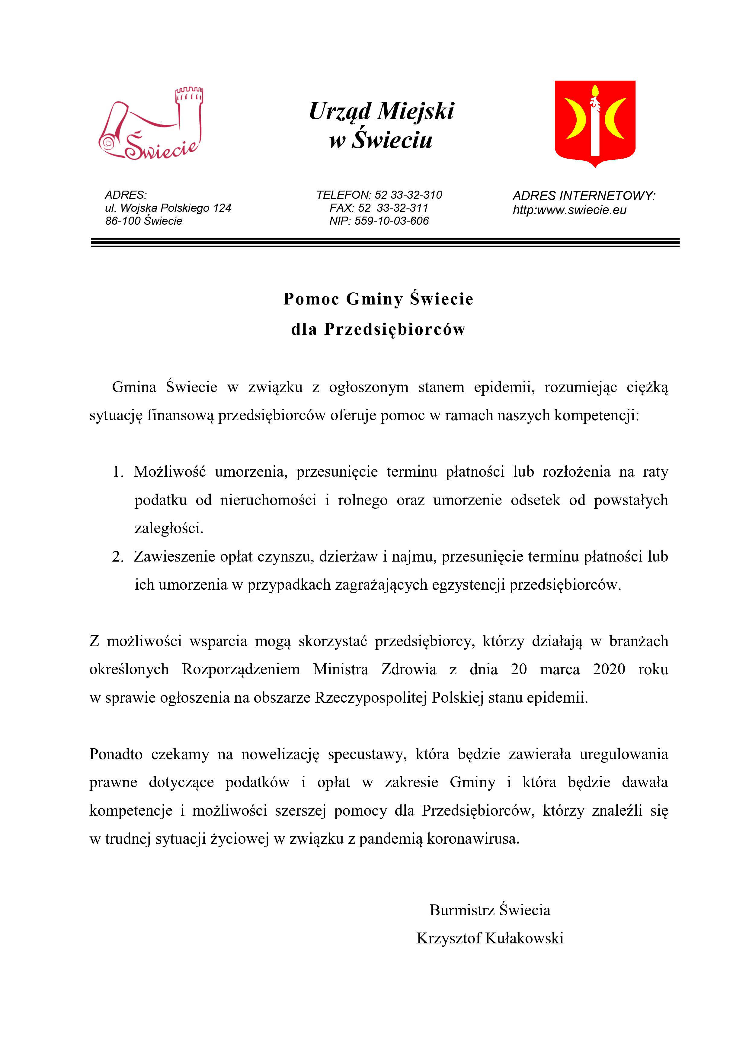 pomoc dla przedsiębiorców