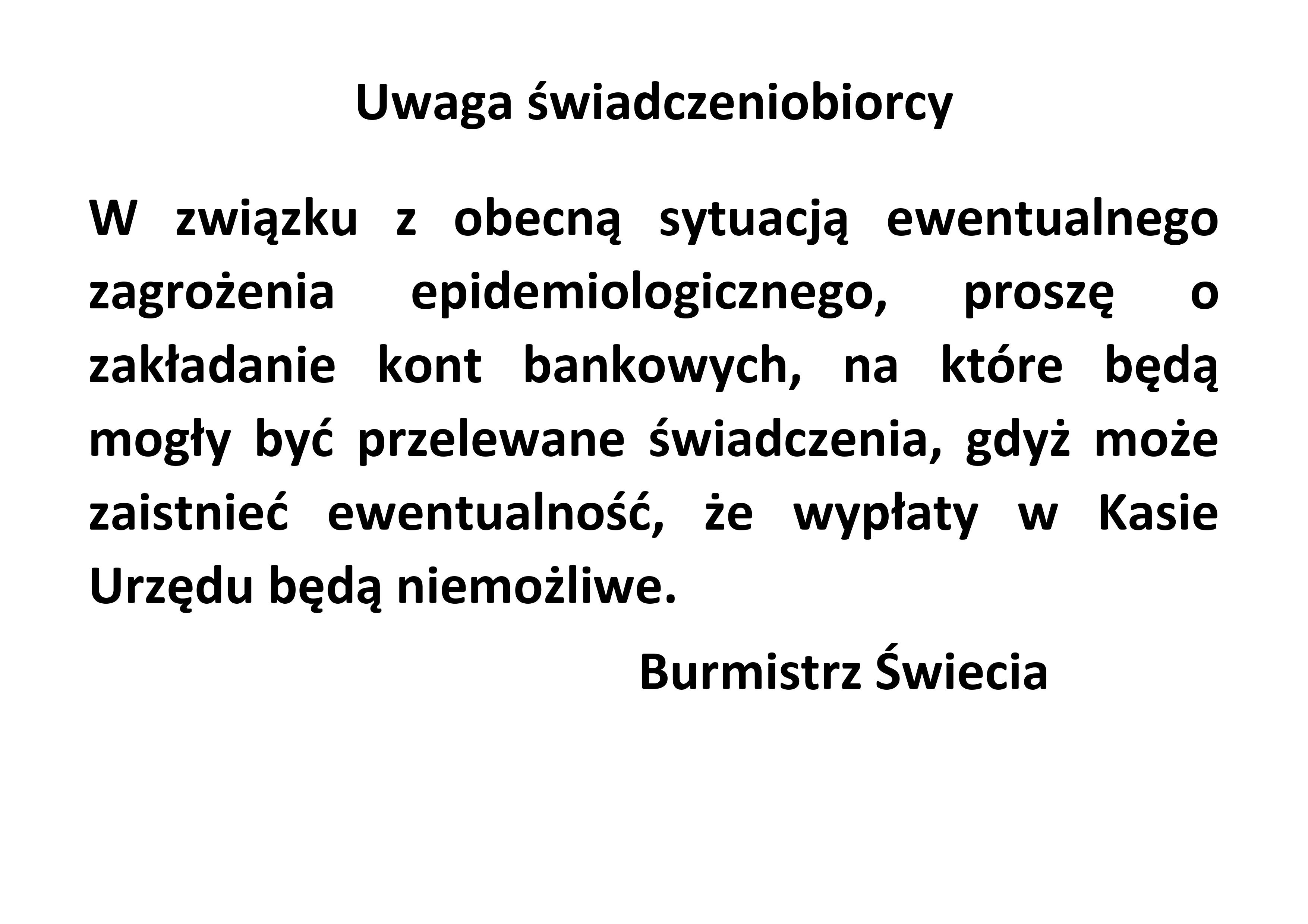 Komunikat dla świadczeniobiorców