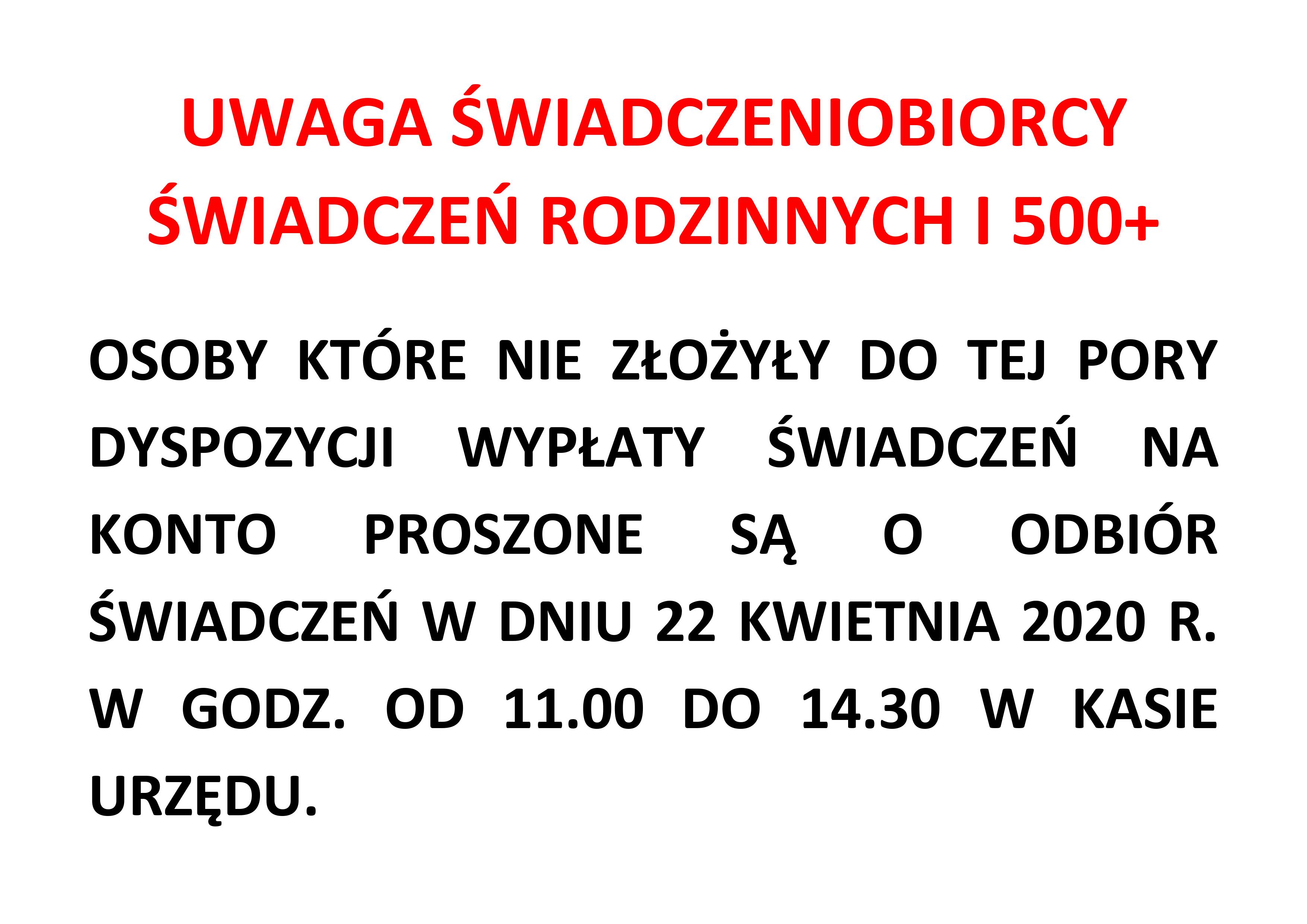 Uwaga świadczeniobiorcy